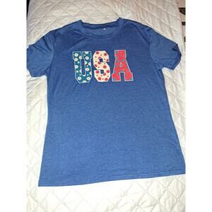 Women's Blue USA T-Shirt Size Large